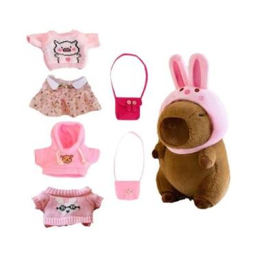 Imagem de Conjunto De Brinquedos De Pelúcia Capivara Com Roupas E Acessórios Par