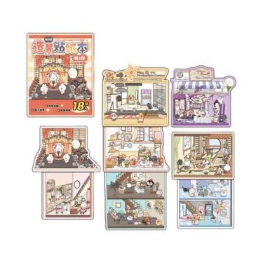 Imagem de Livro De Adesivos 3D Kawaii Pet Society: 18 Folhas De Cenas De Cabana 