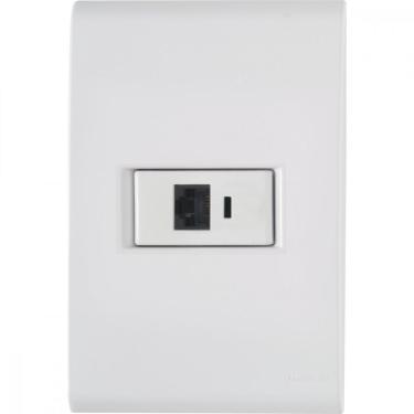 Imagem de Conjunto 4x2 com 1 Tomada RJ45 cat. 6 Tramontina Liz Branco