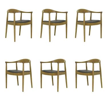 Imagem de Kit 6 Cadeiras Decorativas Sala de Jantar Columbia PU Madeira Rústica Bege G56 - Gran Belo