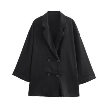 Imagem de Conjunto De Calças E Blazer Feminino Casual Com Efeito Amassado, Estil