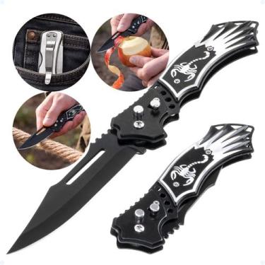 Imagem de Canivete De Bolso Aço Inox Camping Pescaria Trava Automática - Hxt