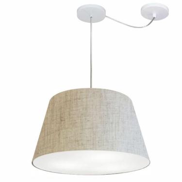 Imagem de Lustre Pendente Cone Com Desvio De Centro Vivare Md-4279 Cúpula Em Tecido 30x40cm - Bivolt Rustico-bege 127/220v