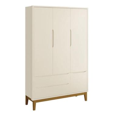 Imagem de Guarda Roupa Infantil 3 Portas Classic Areia Fosco Com Pés Amadeirado Reller Móveis Areia Fosco