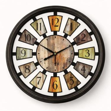 Imagem de Relógio De Parede Rústico 36cm Vintage Decorativo Silencioso - Genéric