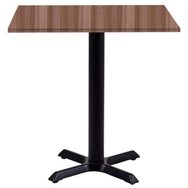 Imagem de Mesa ômega Ferro Preto 74 Cm (alt) Base Em X Tampo Mdp Quadrado 80 Cm (larg) X 2,50 Cm (alt) Walnut
