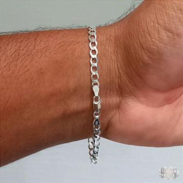 Imagem de Pulseira Masculina Grumet Prata 925 4mm Joia Exclusiva - Tchelo Prata