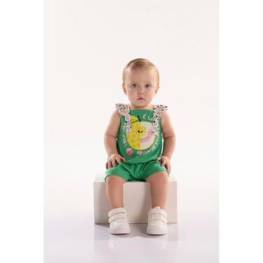 Imagem de Macaquinho para Bebê Menina em Meia Malha Pomar Feliz Três e Já, Verde