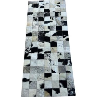 Imagem de Tapete couro preto branco salino amarelo 0,50x1,20 sem borda - Anei Ar