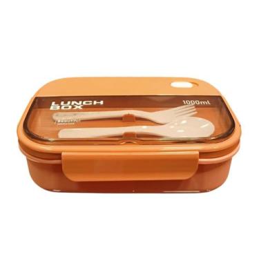 Imagem de Marmita Com Divisórias e Talheres 1000ml Lunch Box Sortido Domni