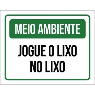 Imagem de Kit 5 Placa Acm Meio Ambiente Jogue Lixo No Lixo Verde 18X23 - Sinaliz