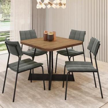 Imagem de Conjunto Sala De Jantar 4 Cadeiras Londres Carraro Nogal - MÓVEIS CARR