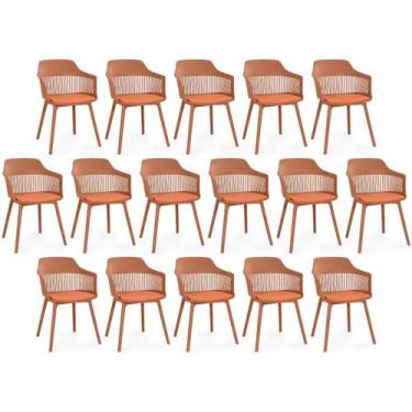 Imagem de Kit 16 Cadeiras de Jantar Estofada Marcela - Marrom - Magazine Decor