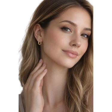 Imagem de Brinco Feminina Argola M Banhado em Ouro Semi Jóia Juliana Prado 3338630