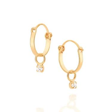 Imagem de Brinco Rommanel Argola Infantil com Cristal Pendurado 522959