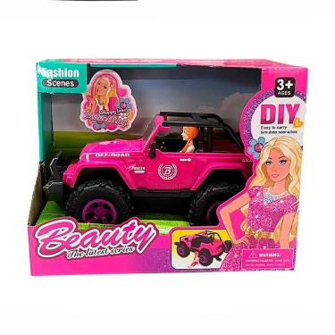 Imagem de Boneca Mini Barbie Passeio de Jeep 4x4 Rosa com Led 10x24cm 8018 - COML Belatorre