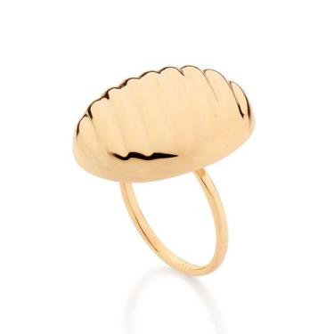 Imagem de Maxi Anel Botão Oval Abaulado Banhado a Ouro Rommanel 513636 Tamanho:1