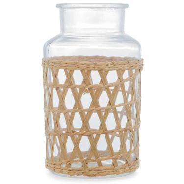 Imagem de Vaso Wolff de Vidro e Fibra Natural 14cm x 23cm