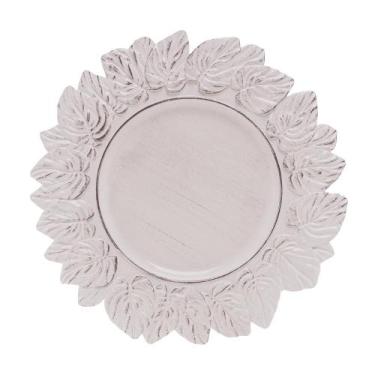 Imagem de Sousplat Lyor Garden Leaf de Plástico Branco 35cm
