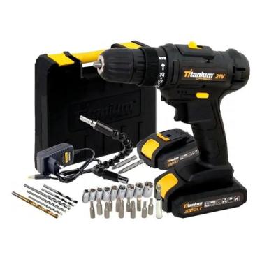 Imagem de Parafusadeira Bateria Carbon 21v C/35 Acessórios Titanium Preto