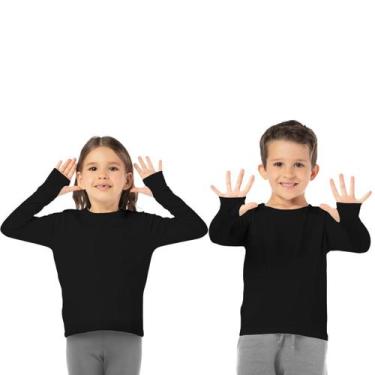 Imagem de Blusa Infantil Térmica Encaixe Dedo Unissex Preta - VRASALON, 8, Preto