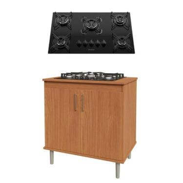 Imagem de Balcão para Cooktop 0,80m Turim com Cooktop 5 Bocas Essencial Itatiaia