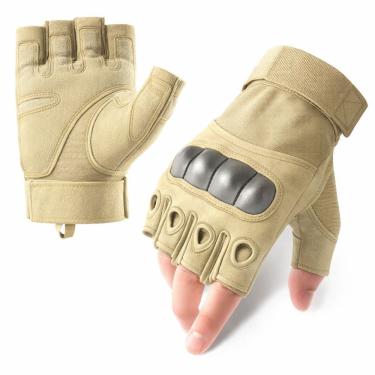 Imagem de Luva Tática Militar Meio Dedo Com Proteção Rígida E Palma Antiderrapante Para Airsoft, Ciclismo E Trilhas | Bege
