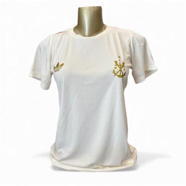 Imagem de Camiseta Feminina Esportiva Flamengo Dry Fit Branco Off - Premium Fit 