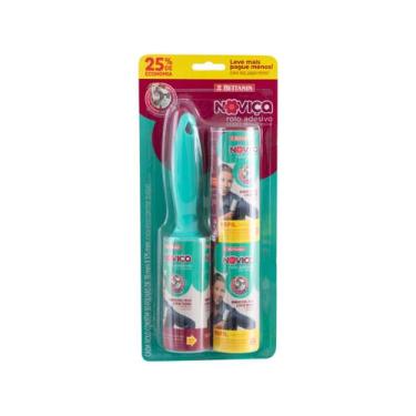 Imagem de Conjunto Rolo Adesivo Remove Pelos com 2 Refil Noviça, 90 folhas