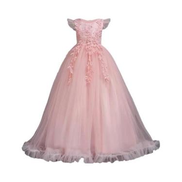 Imagem de Vestidos Formais Longos Sem Mangas Com Renda Floral Para Meninas, Fant