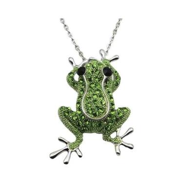 Imagem de Broche de sapo de cristal verde luxuoso, broches de animais para mulhe