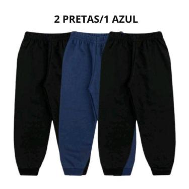 Imagem de Kit 3 Calças Moletom Peluciado Algodão Infantil Juvenil Inverno 4 ao 1