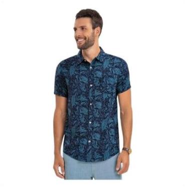 Imagem de Camisa Masculina Estampada Viscose Bolso Frontal Manga Curta-Masculino