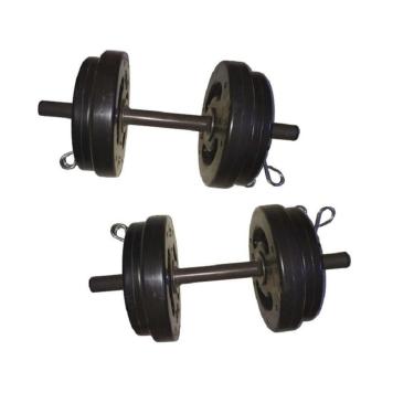 Imagem de Kit Halter Musculação 20kg Completo Anilhas Barras Presilhas-Masculino