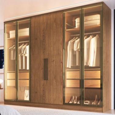 Imagem de Guarda Roupa 4 Portas Reflecta com Led 4 Gavetas Berlim 100% Mdf Macadânia