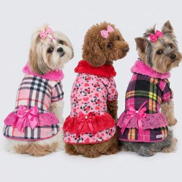 Imagem de Vestido Cachorro Snob Dog Inverno Gola Pelúcia, Vermelho, PP