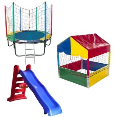 Imagem de Pula Pula Trampolim 1,83m Piscina de Bolinhas Quadrada 1,00m Escorrega