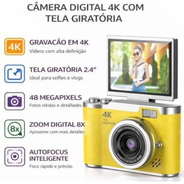Imagem de Câmera Fotográfica 4K com Tela Giratória Zoom 8X e Alta Definição para