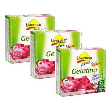 Imagem de Kit 3 Gelatina Pó Diet Com Stevia Plus Cereja Lowçucar 10gr
