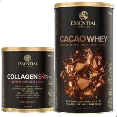 Imagem de Kit Cacao Whey Protein 900g + Collagen Skin Cranberry 330g Essential -