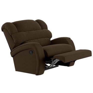 Imagem de Poltrona Do Papai Reclinável Kalie Manual Gatilho Fh9 Veludo Marrom - Mpozenato