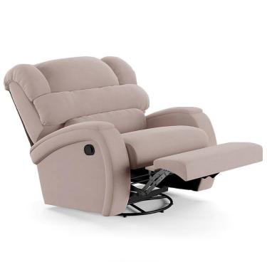 Imagem de Poltrona Do Papai Reclinável Kalie Glider Giratória Usb Fh9 Veludo Rosê - Mpozenato
