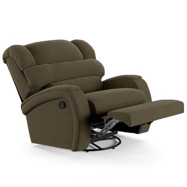 Imagem de Poltrona Do Papai Reclinável Kalie Glider Giratória Usb Fh9 Veludo Capuccino - Mpozenato