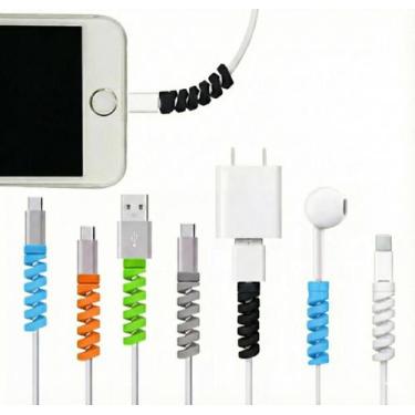 Imagem de Kit 6 ou 12 Protetor Cabo Universal Silicone Carregador Celular USB - 