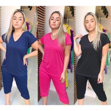 Imagem de KIT 3 Pijama Adulto Pescador Fechado Blusa Bermuda Capri - PIJAMAS VIÇ