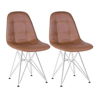 Imagem de Laraz, Kit 2 cadeiras estofadas Charles Eames Eiffel Botonê com pés de