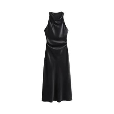Imagem de Vestido Midi Longo De Cetim Sem Mangas Para Mulheres, Vestido Sexy Par