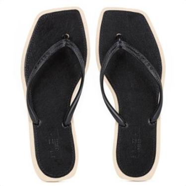 Imagem de Chinelo Brizza Arezzo Square Bicolor Preto e Off White - Feminino-Feminino