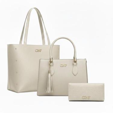 Imagem de Kit Bolsa Feminina Sacola De Ombro Transversal De Mão E Carteira - CF 