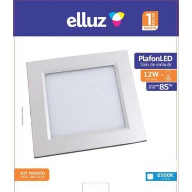 Imagem de Elluz plafon led embutir quadrado 12w 6500k 840lm branco